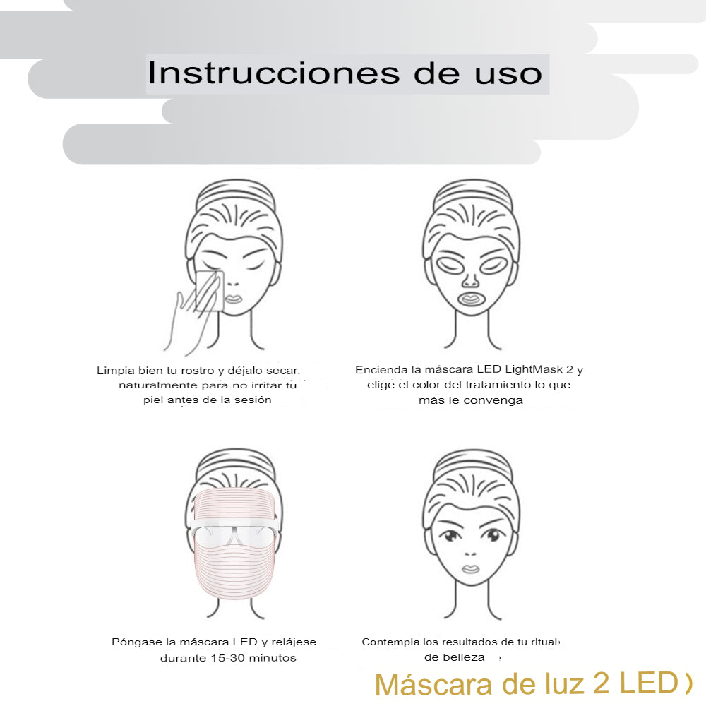 Mascarilla Luz LED Facial Inalámbrica